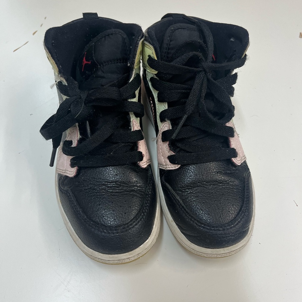 Nike Air Jordan Sneaker ,little kids , black with light green and red, no box,